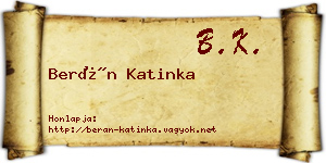Berán Katinka névjegykártya
